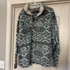 True Grit Men's Blue and Gray Patterned Zip Up Sweater Sherpa